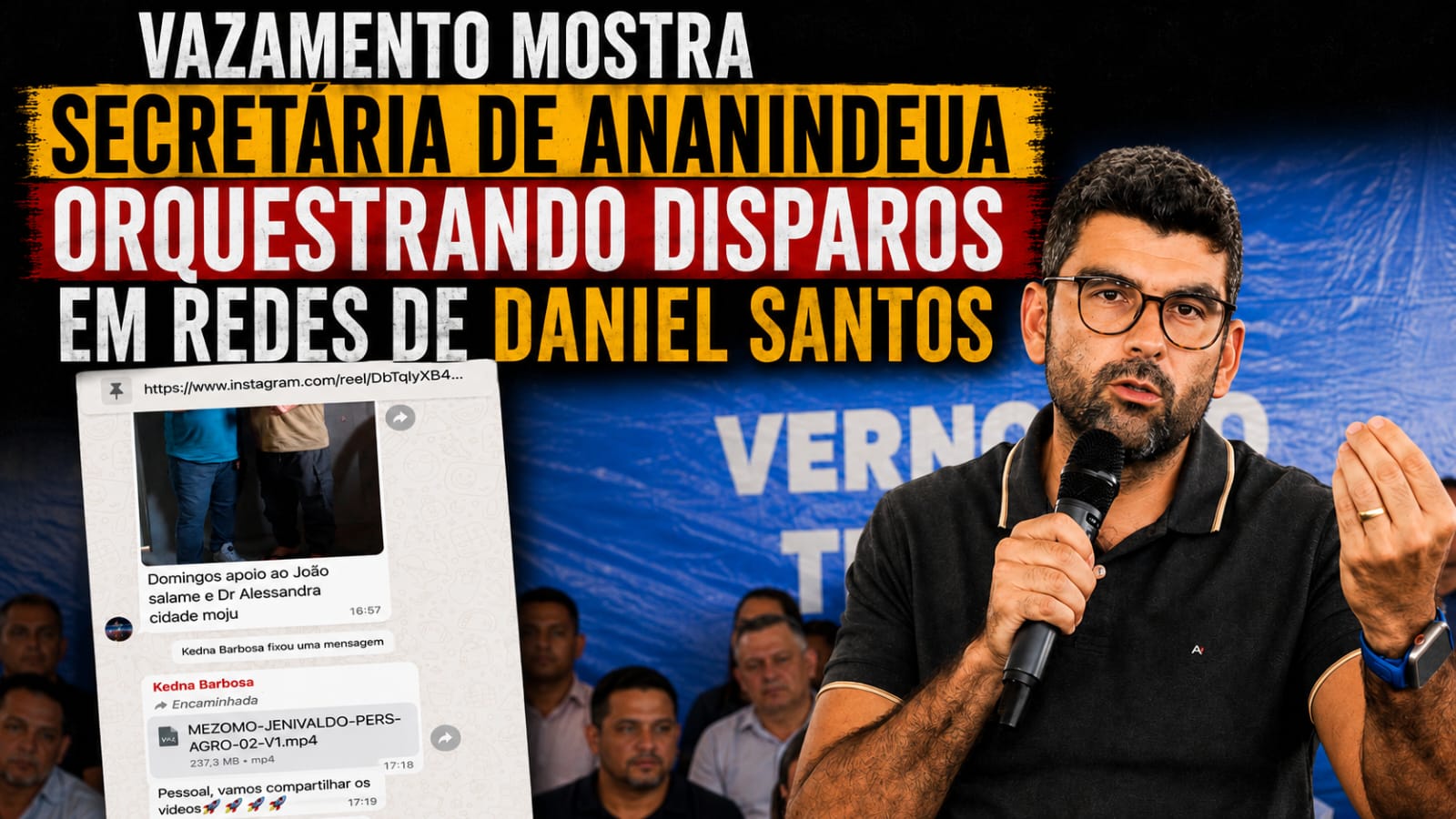 Vaza ordem de secretária de Ananindeua para comandar rede de disparos em favor de Daniel Santos.